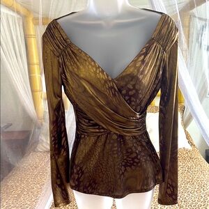 Cache Liquid Gold Asymmetrical Blouse